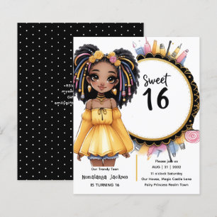 Papier Trendy Sweet 16 Noir Ado Anniversaire Noir Or