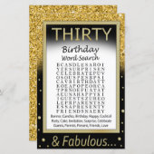 Papier Trente Anniversaire Mot de recherche Jeu (Devant / Derrière)