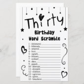 Papier Trente Anniversaire Mot Jeu (Devant / Derrière)