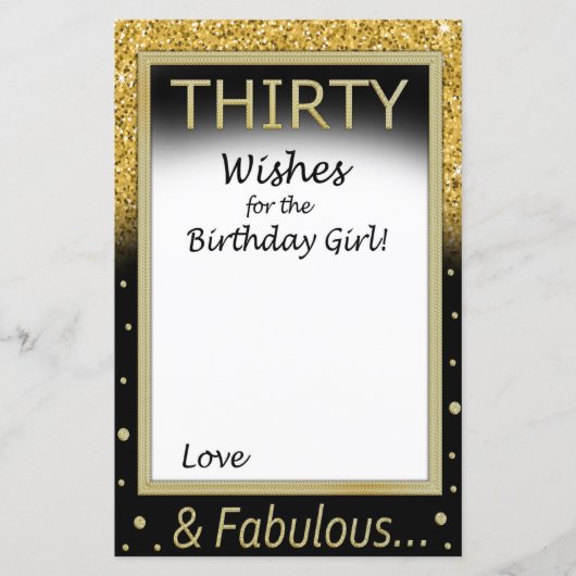 Papier Trente Voeux pour la fille d'anniversaire (Devant)