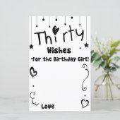 Papier Trente Voeux pour le jeu de fille d'anniversaire (Debout devant)