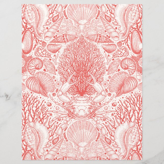 Papier Trésors de plage en rouge corail (Devant)
