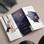 Papier Tri-Fold d'encre foncée de lune céleste holistique