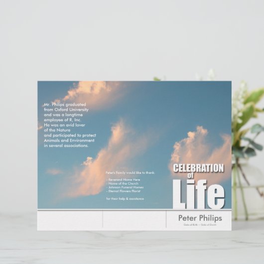 Papier Tri-Fold Face Cloud Memorial Service Program Circu (Debout devant)