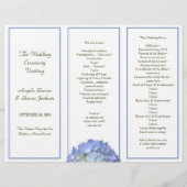 Papier Tri-pli, Blue Hydrangea Wedding Program (Devant)