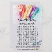 Papier Tribal Feather jeu de recherche de mots d'annivers (Devant / Derrière)