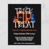 Papier Trick Budget Ou Traiter Halloween Invitation Noir (Devant)