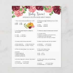 Papier Trivia citrouille Baby   Jeu Baby shower