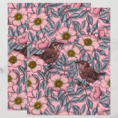 Papier Troglodytes dans les roses (Devant / Derrière)
