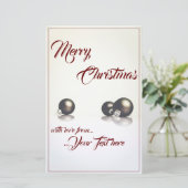 Papier Trois boules de noël devant un arrière - plan lége (Debout devant)