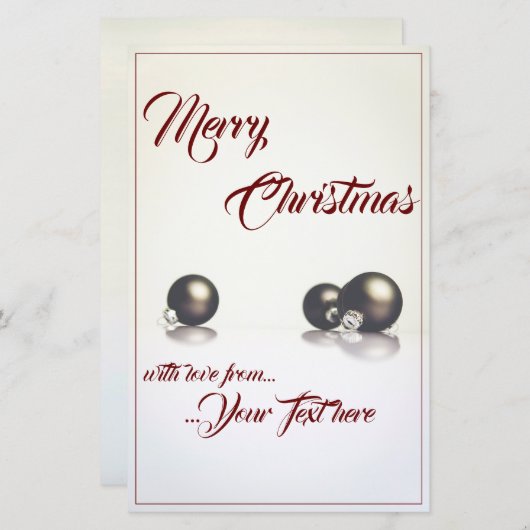 Papier Trois boules de noël devant un arrière - plan lége (Devant / Derrière)