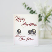 Papier Trois boules de noël devant un arrière - plan lége (Debout devant)