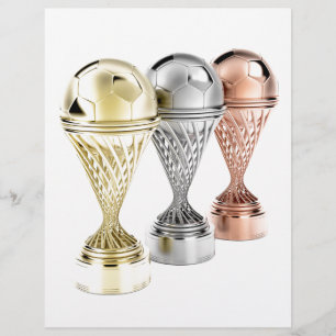 Papier trophées de football or, argent et bronze