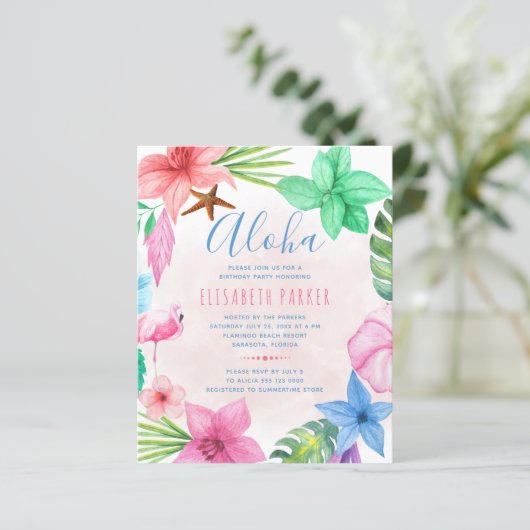 Papier Tropical budget d'été invitation fête d'anniversai (Debout devant)