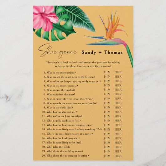 Papier Tropical - Chaussure jeu de douche nuptiale (Devant)