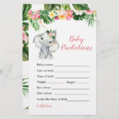Papier Tropical Elephant Girl Baby shower prédiction bébé (Devant / Derrière)