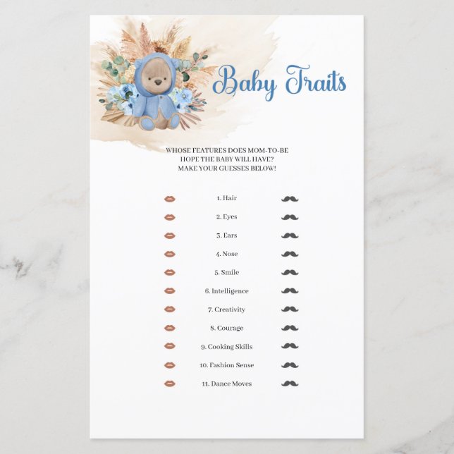 Papier Tropical garçon en peluche ours pampas palme Baby  (Devant)