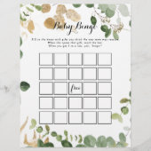 Papier Tropical Gold Green Foliage Baby Bingo Douche Jeu (Devant)
