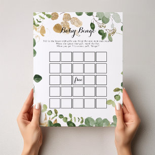Papier Tropical Gold Green Foliage Baby Bingo Douche Jeu