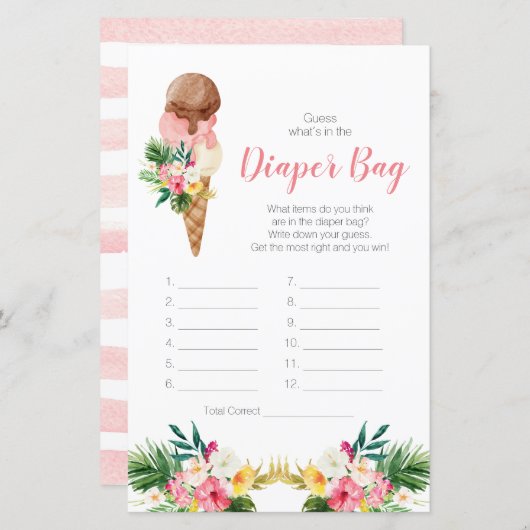 Papier Tropical Ice Cream Devinez ce qui se passe dans le (Devant / Derrière)