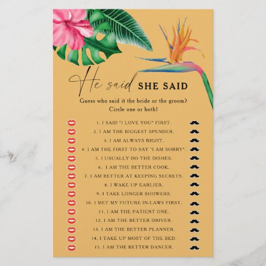 Papier Tropical - Il a dit qu'elle a dit jeu de douche nu (Devant)