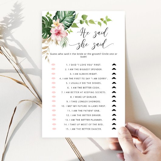 Papier Tropical Il dit qu'elle a dit jeu de douche de nup