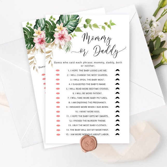 Papier Tropical maman ou papa jeu de baby shower (Créateur téléchargé)