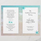 Papier Tropical Ocean Starfish Christian Ceremony Program (Devant)