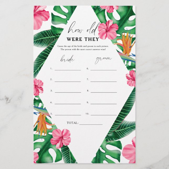 Papier Tropical - Quel âge avaient-ils jeu de mariage (Devant)