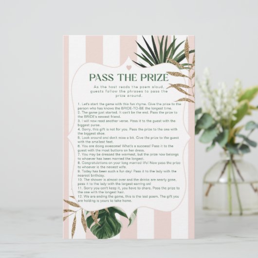 Papier Tropical rose passer le prix jeu de douche nuptial (Debout devant)