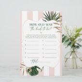 Papier Tropical vert rose Quel âge avait la mariée pour ê (Debout devant)