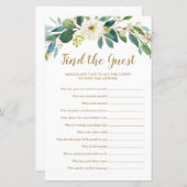 Papier Trouver le jeu de Baby shower invité | Verdure (Devant / Derrière)