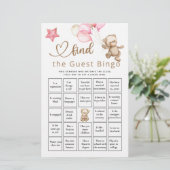 Papier Trouver L'Invité Bingo Bear Baby shower Jeu (Debout devant)