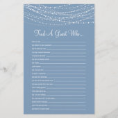 Papier Trouver un invité Dusty Blue Lights Fête des marié (Devant)