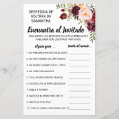 Papier Trouvez la douche invité anglais espagnol jeu (Dos)