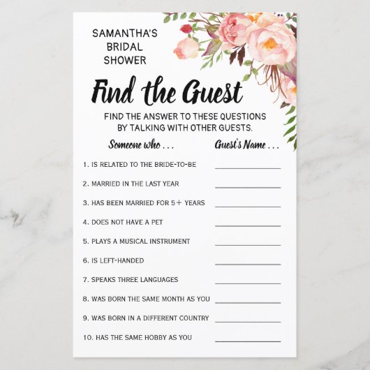 Papier Trouvez la douche invité anglais espagnol jeu (Devant)