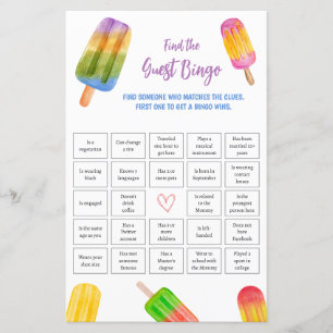 Papier Trouvez le Baby shower d'été du jeu de Bingo invit