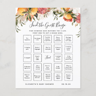 Papier Trouvez le Bingo Invité   Jeu de Baby Shower