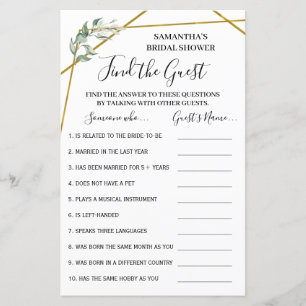 Papier Trouvez le jeu bilingue douche nuptiale invité