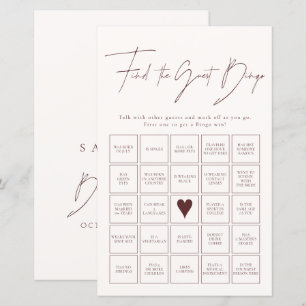 Papier Trouvez le jeu de bingo de baby-sitter Burgundy po