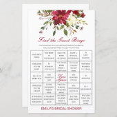 Papier Trouvez le jeu de douche de bingo invité IMPRIMÉ (Devant / Derrière)