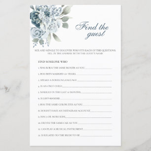 Papier Trouvez le jeu de Fête des mariées Florale invité