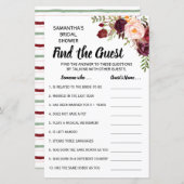 Papier Trouvez le jeu de Fête des mariées Guest Marsala F (Devant / Derrière)