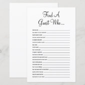 Papier Trouvez le jeu de la douche de mariée pour invité (Devant / Derrière)