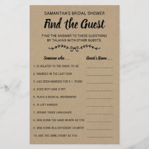 Papier Trouvez l'invité anglais espagnol nuptiale jeu de