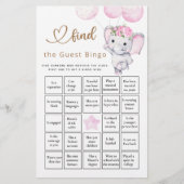Papier Trouvez L'Invité Bingo Girl's Elephant & Flower Ga (Devant)