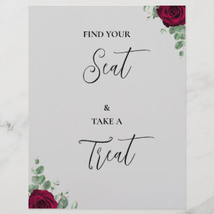 Papier Trouvez Votre Siège Et Prenez Une Treat Red Rose W
