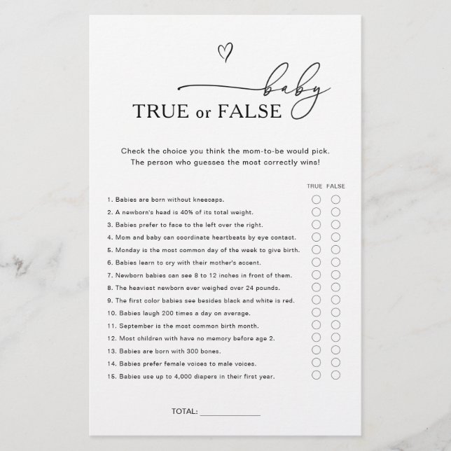 Papier True or False Baby Game (Devant)