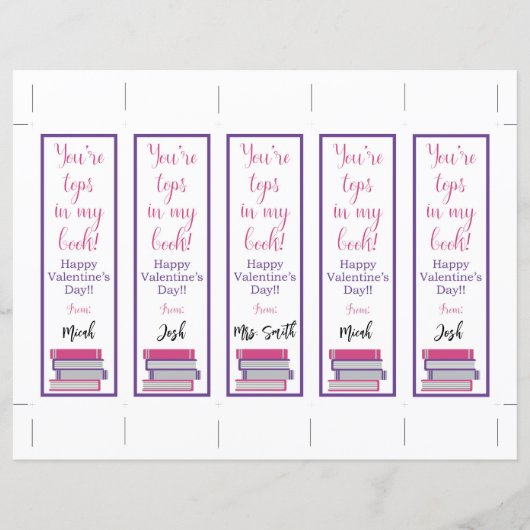 Papier Tu es Tops dans mon livre ! Les Signets de Valenti (Devant)