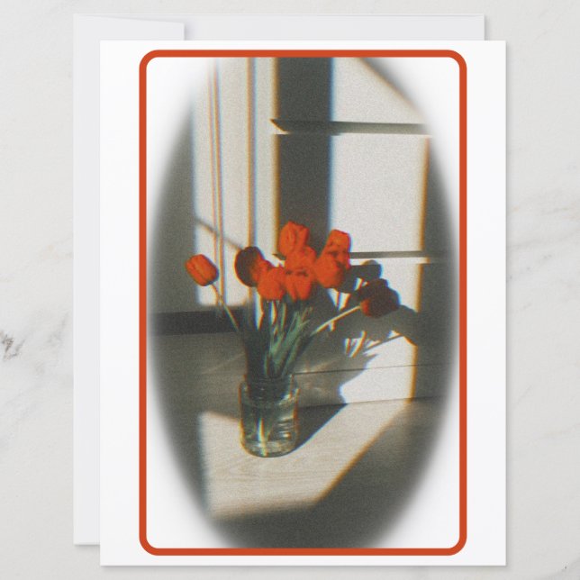 Papier Tulipe rouge vintage stationnaire (Devant)